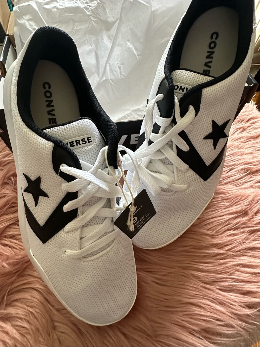 Converse Women's White Sneakers with Black Star Chevron